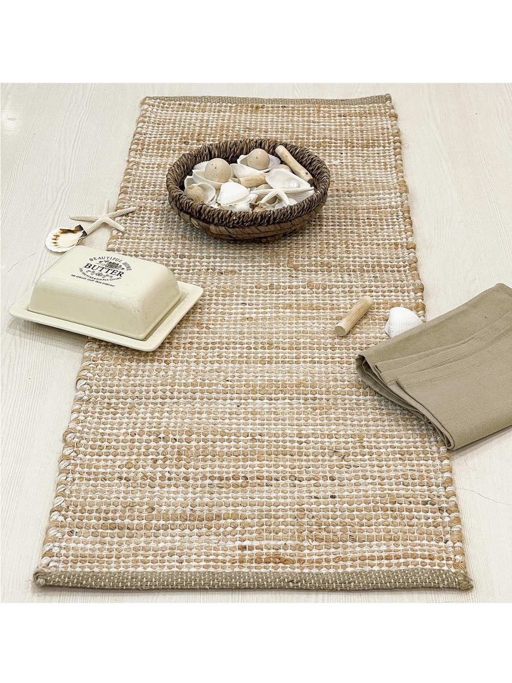 NEW Natural Jute Handwoven Table Runner– Vintage Boho Rustic Decor 13”x36”
